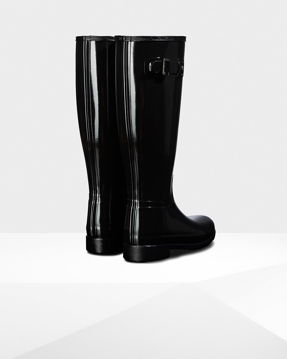 Women Hunter Original Refined Gloss | Tall Rain Boots Black | NZ-64328-OTDL